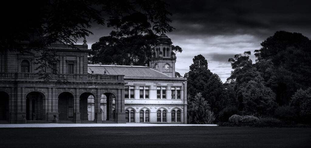 Werribee Mansion BW frame in the frame